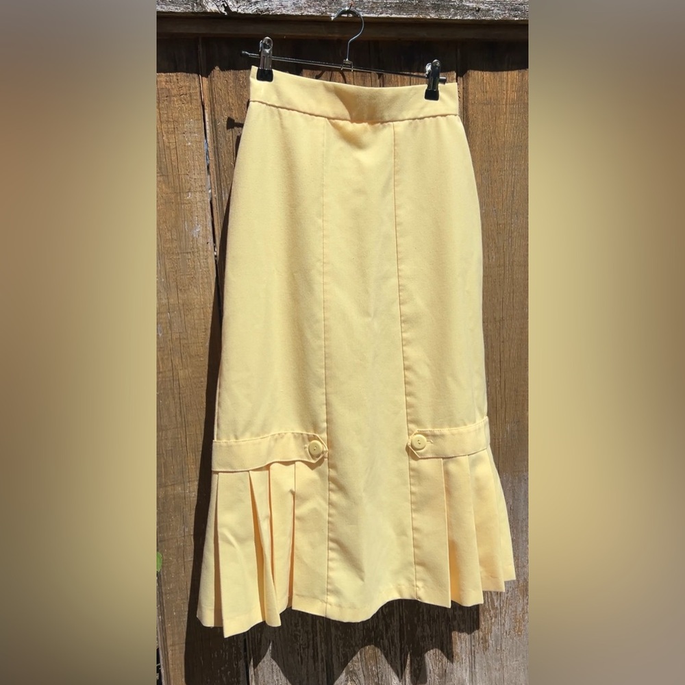 Vintage Handmade 1940s Style Butter Yellow Pleated Skirt